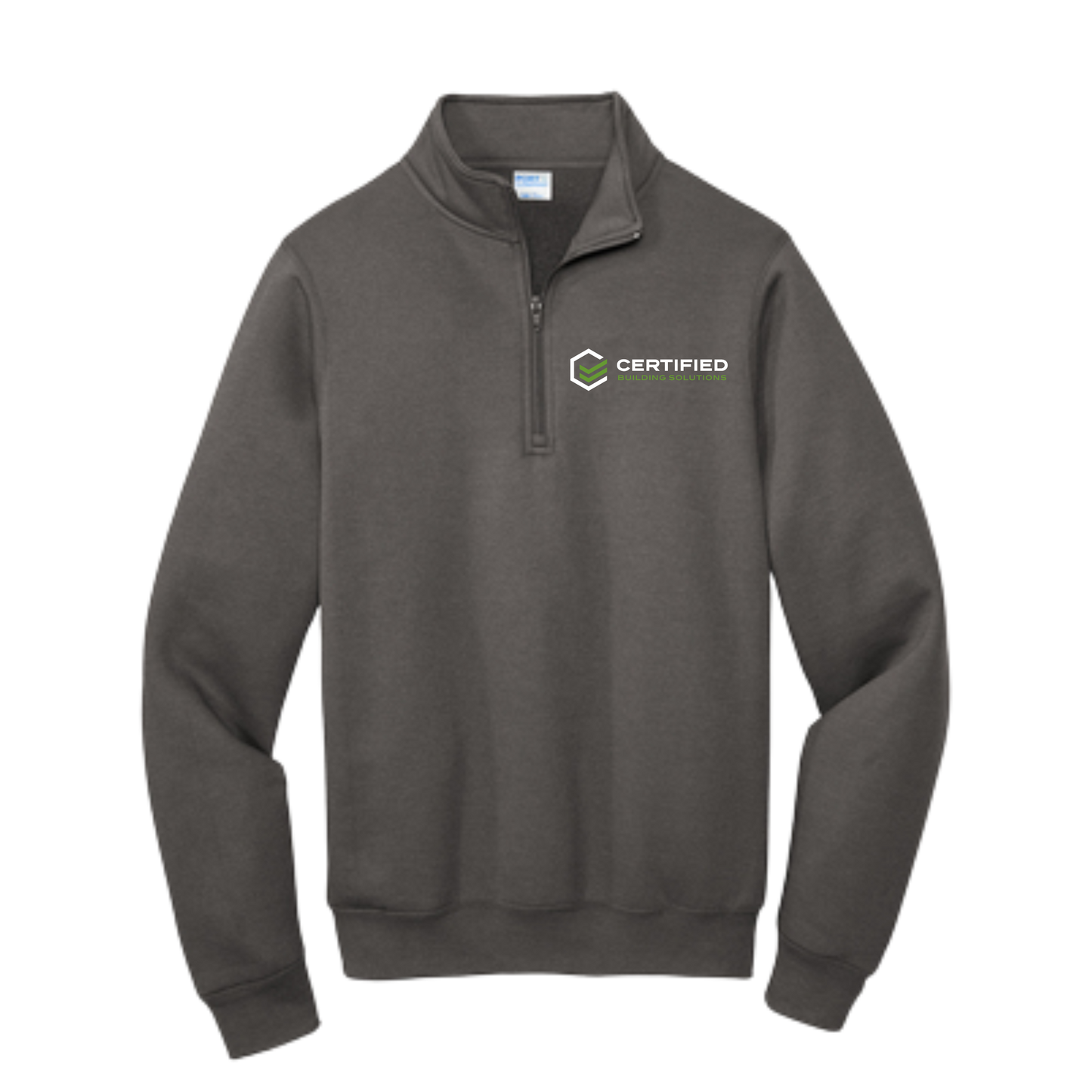 CBS Fleece 1/4 Zip Pullover (PC78Q) Embroidered Green/white logo front only