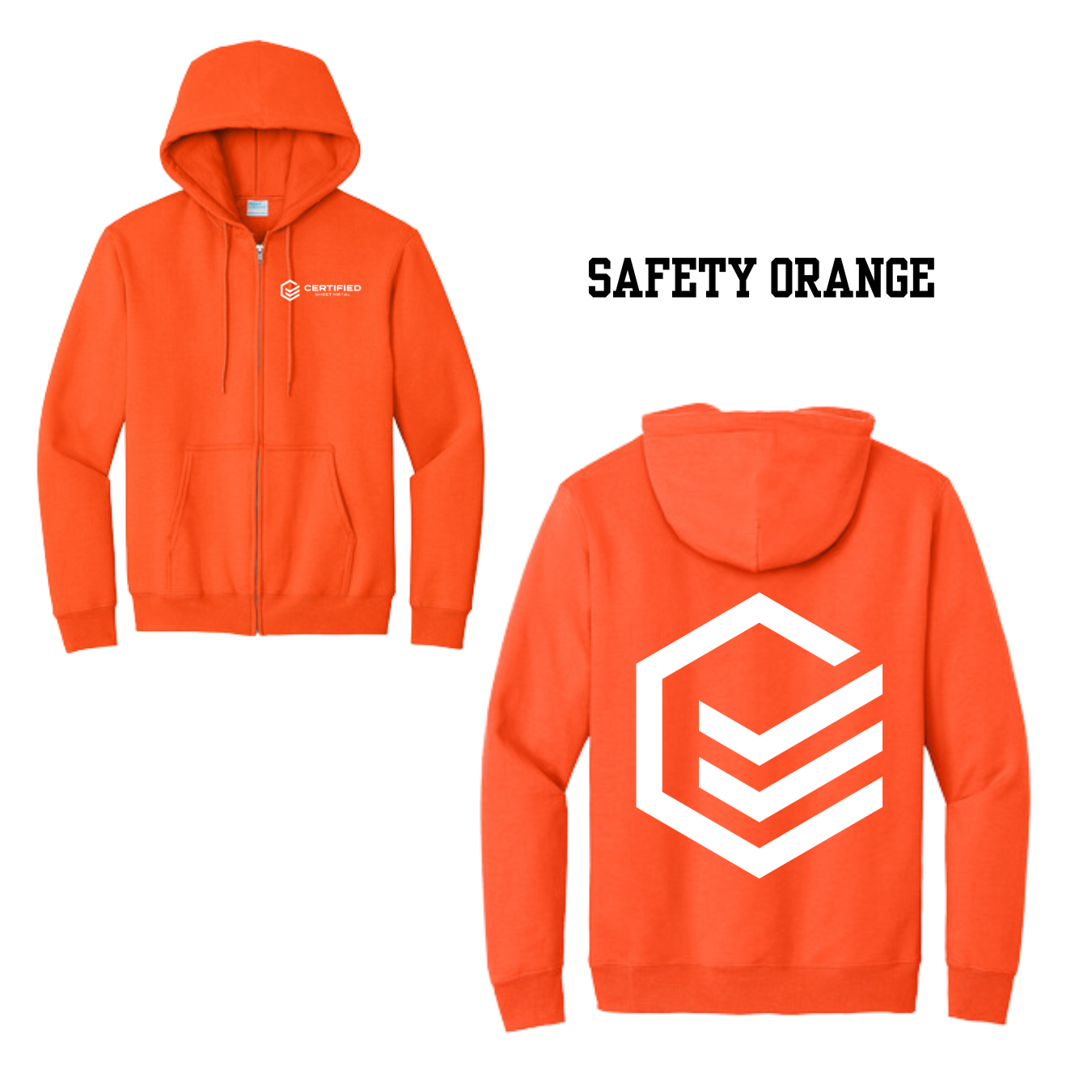CBS Full-zip Hooded Sweatshirt with back logo (PC90ZH)