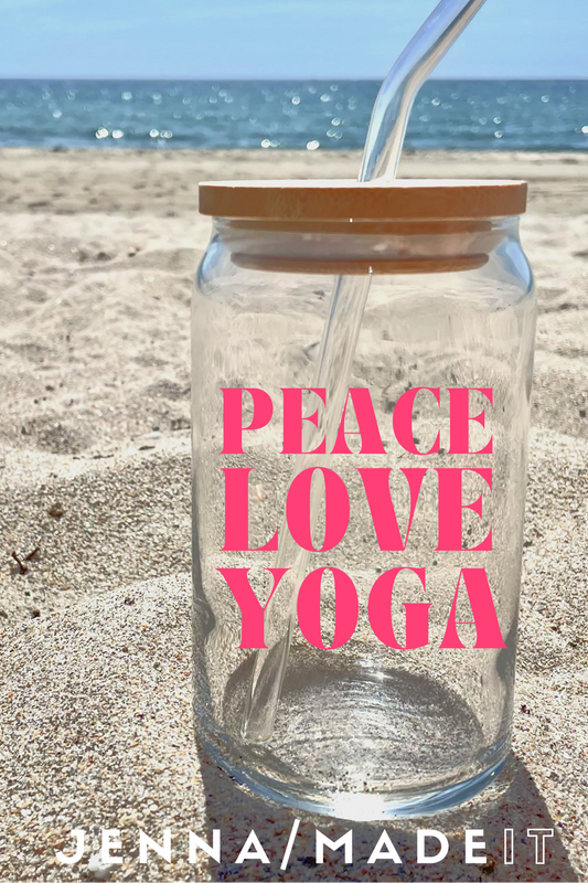 Peace Love Yoga 16oz Libbey Glass Tumbler with Straw